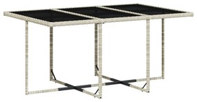 7 részes világosszürke polyrattan kerti étkezőszett párnával