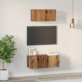 TV szekrény garnitúra 2 pcs Régi fa 80 x 30 x 30 cm Faanyag