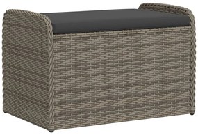 Szürke polyrattan tárolópad párnával 80 x 51 x 52 cm