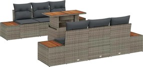 vidaXL Kert étkező szett párnával 7 pcs Szürke és Barna