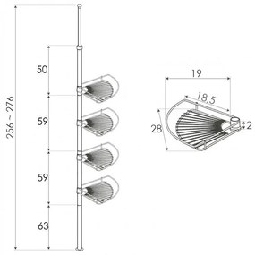 Erga Scopic, teleszkópos sarokpolc 276x28,8x21,5 cm, fekete matt, ERG-YKA-CH.SCOPIC-BLK