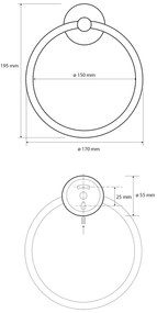 SAPHO XB402 X-Round fekete törölközőtartó kör ,fekete