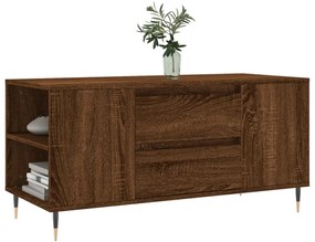 barna tölgyszínű szerelt fa dohányzóasztal 102 x 44,5 x 50 cm