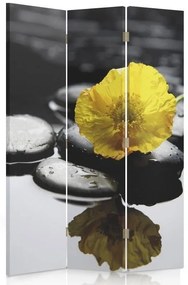 Gario Paraván Zen, sárga virággal Méret: 110 x 170 cm, Kivitelezés: Forgó paraván 360°