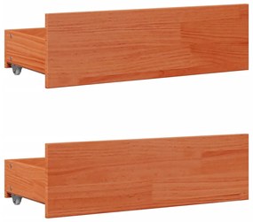 barna tömör fenyőfa fiókos ágykeret matrac nélkül 150 x 200 cm