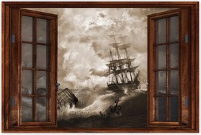Poszterek 90x60 Vihar Tenger Hajó Tájkép