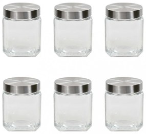 6 db tárolóedény ezüstszínű fedéllel 1200 ml