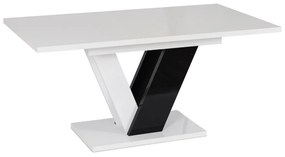 Magasfényű Étkezőasztal Fehér/Fekete Színben. CLARK 120-160 cm
