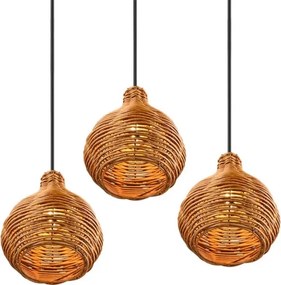 Reality - SPROUT kábeles függőlámpa 3xE14/40W/230V barna/rattan