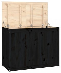 fekete tömör fenyőfa szennyestartó láda 88,5 x 44 x 66 cm