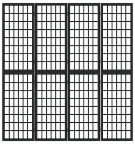 4 paneles fekete japán stílusú összecsukható paraván 160x170 cm