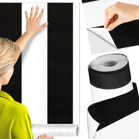Öntapadós Tapéta Fali Furnér Vinil Csíkok Fekete-fehér 10m