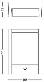 Philips 16461/93/P3 - LED Kültéri lámpa érzékelővel ARBOUR LED/6W IP44
