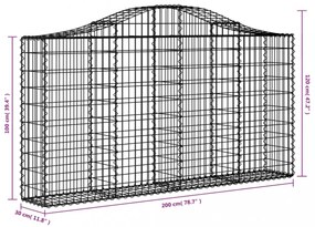 15 db íves horganyzott vas gabion kosár 200x30x100/120 cm
