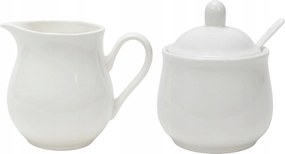 Cukortartó És Tejszínes Kancsó 280 ml Fehér Porcelán Szett