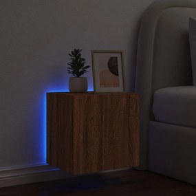barna tölgyszínű fali TV-szekrény LED-del 40,5x35x40 cm