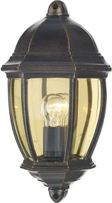 DAR LIGHTING NEW2135 NEWPORT Klasszikus Kültéri Fali Lámpa Fekete Arany, Átlátszó E27 IP43