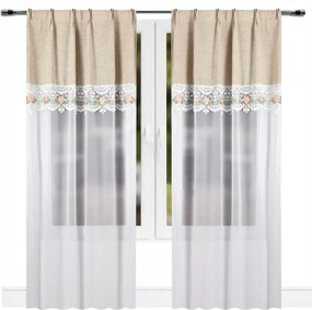 Függöny Kész Fátyol Flexibilis Gipsz Hímzéssel 80 x 250 Fehér