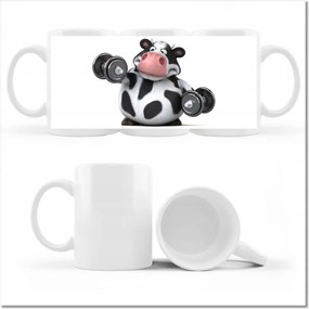 Fényképes bögre Zsíros tehén az edzőteremben