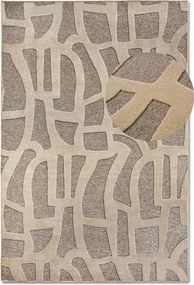 Modern szőnyeg nappaliba 200x290cm, bézs-barna dombornyomott 3D minta