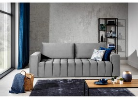 Világosszürke bársony kinyitható-tárolóhelyes kanapé 247 cm Lazaro – ELTAP