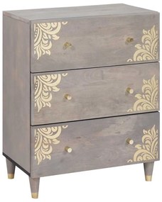 Széf fiókkal 2 pcs Szürke 60 x 33.5 x 75 cm Tömör mangófa