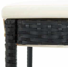vidaXL 5 részes fekete tömör akácfa és polyrattan kerti bárszett