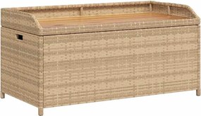 vidaXL bézs polyrattan és akácfa tárolópad 100 x 50 x 52 cm
