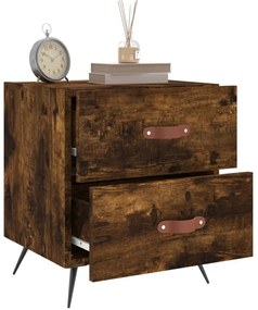 2 db füstös tölgy színű szerelt fa éjjeliszekrény 40x35x47,5 cm