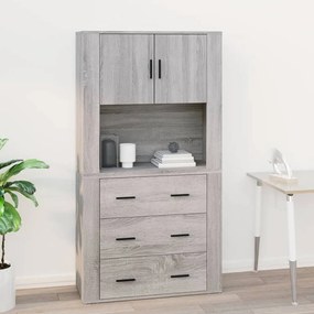 szürke sonoma színű szerelt fa faliszekrény 80x33x80 cm