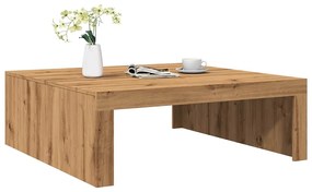 kézműves tölgy színű szerelt fa dohányzóasztal 100 x 100 x 35cm
