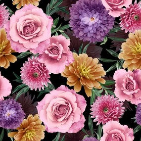 Velvet Függöny 145x250 3D Virág Motívummal