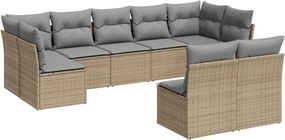 vidaXL 9 részes bézs polyrattan kerti ülőgarnitúra párnákkal