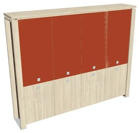 Verno+ magas szekrény 260 x 46 x 210 cm, kombinált ajtó, akác / narancs