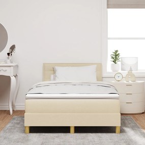 Box Spring ágy matraccal és LED-del, krém színben, 120x200 cm, szövet