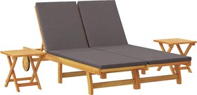 vidaXL Napozó párnával Sötétszürke Tömör Akácfa