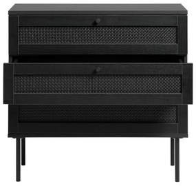 Fekete alacsony komód tölgyfa dekorral 80x75 cm Pensacola – Unique Furniture