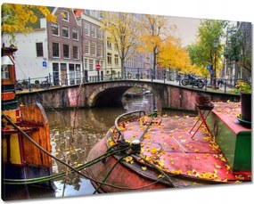 Vászonkép 100x70 Rózsaszín híd Amszterdam