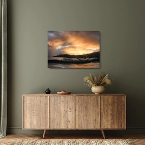 Kép - felhős tengerpart (üvegen) (70x50 cm)