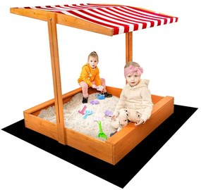 Fa homokozó árnyékoló tetővel Baby Mix 120x120 cm piros-fehér