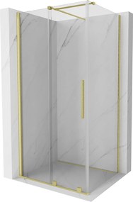 Mexen Velar, tolóajtós zuhanykabin 140 (ajtó) x 100 (fal) cm, 8mm átlátszó üveg, arany matt, 871-140-100-01-55