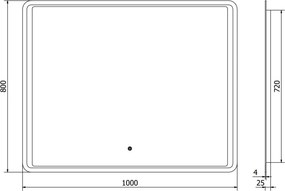 Mexen Zusa megvilágított fürdőszobai tükör 100 x 80 cm, LED 6000K, párásodásgátló - 9808-100-080-611-00