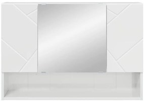 Fürdőszobai tükörszekrény Magasfényű fehér 80 x 17 x 55 cm
