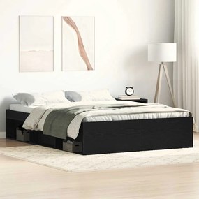 fekete tölgy színű szerelt fa ágykeret matrac nélkül 120x200 cm