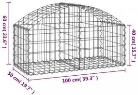 íves horganyzott vas gabion kosár 100x50x40/60 cm