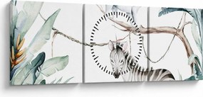 Kép - egzotikus állatok (órával) (90x30 cm)