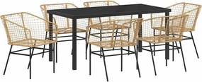 vidaXL Kert étkező szett 7 pcs Barna polirattan