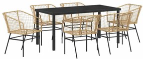 vidaXL Kert étkező szett 7 pcs Barna polirattan