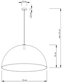 SFERA mennyezeti lámpa 1xE27/60W/230V, 70 cm átmérő, arany színű