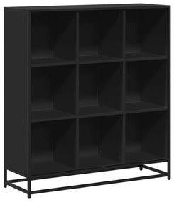 fekete szerelt fa és fém könyvszekrény 97,5 x 33 x 107,5 cm